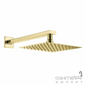 Квадратный верхний душ с кронштейном Volle Cascada R85 1586.180115 cepillado oro золото браш