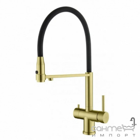 Смеситель для кухни с гибким изливом и изливом для фильтрованной воды Blue Water Tusar античная латунь
