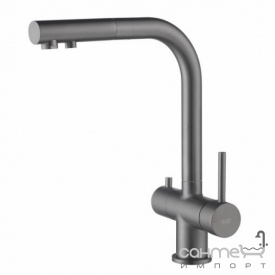 Смеситель для кухни с вытяжным изливом и изливом для фильтрованной воды Blue Water Apala Grafit (Gun Metal) графит