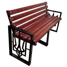 Скамейка садовая Tobi Sho в стиле Лофт с декором усиленная 200 см цвет черешня