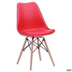 Стул AMF Aster Wood пластик красный с мягким сидением на деревянных ножках Лофт Киев