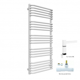 Рушникосушка комбінована Terma Alex 1140x400 White, тен ONE + вентиль Unico