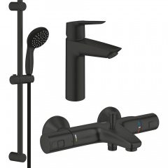Набір змішувачів 3 в 1 для ванни Grohe QuickFix Start, чорний (UA303304TM) Вараш