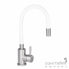 Смеситель для кухни с гибким изливом Lidz Aria LDARI015F3WHI43362 нерж. сталь/белый