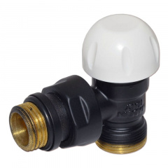 Термостатический клапан Carlo Poletti FIRST THERMO 1/2″х24-19 угловой BLACK MATTE Буча