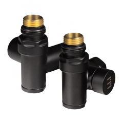 Кран дизайнерский угловой вентильный Ideale 1/2"x1/2" черный пара удлиненный под тэн Полтава