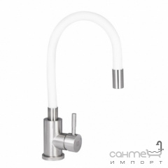 Смеситель для кухни с гибким изливом Lidz Aria LDARI015F3WHI43362 нерж. сталь/белый Суми