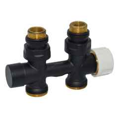 Термостатический узел Carlo Poletti Twin Thermo прямой 1/2" Зx3/4" EK 50 мм Black Matte Тернопіль