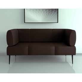 Диван офісний Tobi Sho Бенно-1 з підлокітниками та конусною ногою 1500х720х750 шкірзам Коричневий 2231