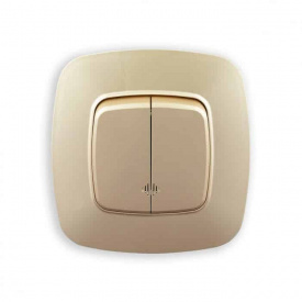 Вимикач 2-клавішний Horoz Electric ELA з підсвічуванням золото (112-007-0004-030)