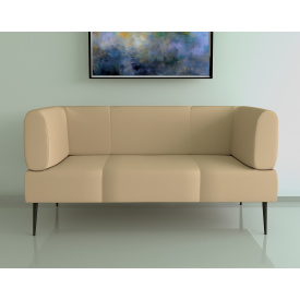 Диван офісний Tobi Sho Бенно-1 з підлокітниками та конусною ногою 1500х720х750 шкірзам Бежевий 2201