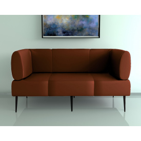 Диван офісний Tobi Sho Бенно-1 з підлокітниками та конусною ногою 1800х720х750 шкірзам Світло-коричневий 2212