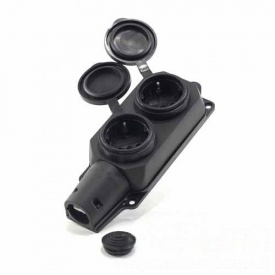 Колодка 2 гнізда із заземенням каучукова LMA061 Лемансо