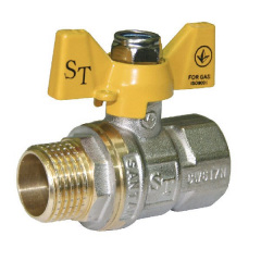 Кран шаровый для газа Santan Professional 607, 1" наружный - внутренний, желтая бабочка Покровск