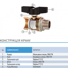 Кран кульовий метелик чорний 1/2" НВ 607 BRITOLLI Стрий