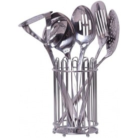 Набор кухонных аксессуаров Crystal 6 предметов в металлическом стакане Kamille DP37511