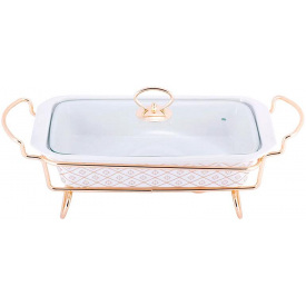 Мармит Food Warmer In Gold керамическая форма 2.5л 36.5см с подогревом Kamille DP37033
