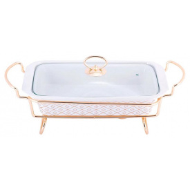 Мармит Food Warmer In Gold керамическая форма 1.3л 30.5см с подогревом Kamille DP37032