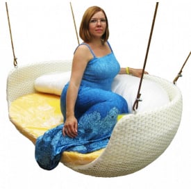 Подвесная качеля-диванчик Cruzo Дабл Ай белая искусственный ротанг