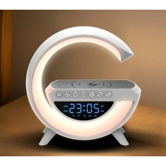 Настільна смарт лампа-нічник Light-Wireless Happy Light з колонкою бездротовою зарядкою та годинником (BT-3401) Володарськ-Волинський