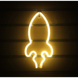 Настінний неоновий світильник нічник Ракета жовта Angel