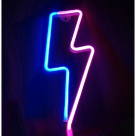 Настінний неоновий світильник нічник Блискавка синьо-рожева Angel