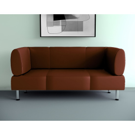 Диван офисный Tobi Sho Бенно-1 с подлокотниками и прямой ногой 1500х720х750 кожзам Светло-коричневый 2212