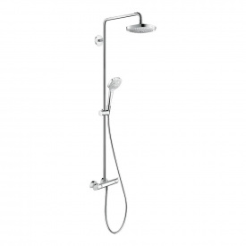 Душова система Hansgrohe Croma Select E 180 2jet Showerpipe EcoSmart, з термостатом, білий/хром (27257400)