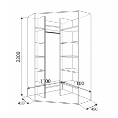 Шафа-купе Економ Кутова ШКЕУ 1100х2200х1100 МАКСІ МЕБЛІ Дуб молочний (12728) Калуш