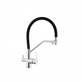 Змішувач для кухні з підключенням до фільтра Kroner KRP Edelstahl Klassisch-ESG03817BLK сталь/чорний
