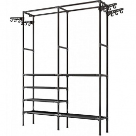 Вішалка стійка для одягу підлогова з полицями для взуття та гачками Double Pole (2103354320)