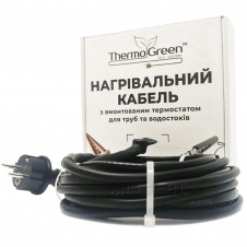 Двожильний кабель ThermoGreen TGRD-55 м 30 Вт з термостатом та вилкою для обігріву труб