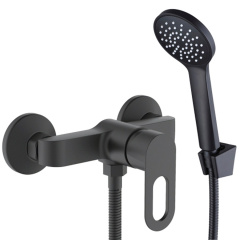 Змішувач для душу Lidz Latwa 010 з душовим гарнітуром чорний (LDLAT010BLA45421) Бушево