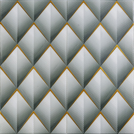 Панель стінова 3D 700х770х4мм ромби сірі (D) Sticker Wall SW-00001986