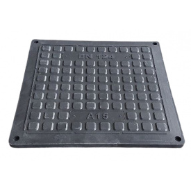 Кришка люка каналізаційного квадратного легкого 600*600 мм (А15) 4 т чорний Воюс