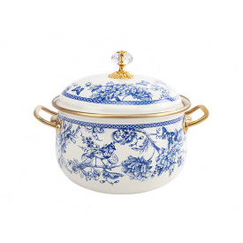 Кастрюля эмалированая "BUTTERFLY" Elmani с крышкой, 2,1 л, 16 см