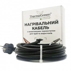 Двожильний кабель ThermoGreen TGSD-4 м 12 Вт з термостатом та вилкою для обігріву труб