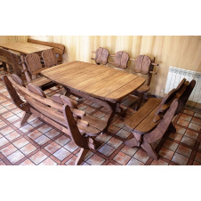 Мебель из массива термодерева 1750х1100, комплект Thermo-treated Oak Furniture. Стол и 4 лавки из термодуба