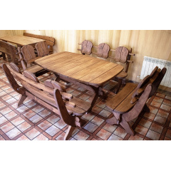 Мебель из массива термодерева 1750х1100, комплект Thermo-treated Oak Furniture. Стол и 4 лавки из термодуба Київ