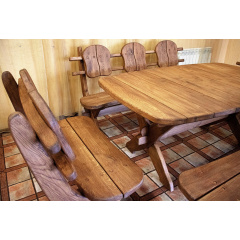 Мебель из массива термодерева 1750х1100, комплект Thermo-treated Oak Furniture. Стол и 4 лавки из термодуба Київ