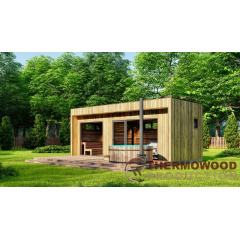 Готовая модульная сауна 7,0х2,7м с панорамными окнами Gartensauna-31 производителя Thermowood Production Вышгород