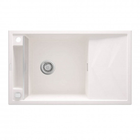 Мийка кухонна Deante Magnetic, граніт, з крилом, накладна, алебастр (ZRM_A113)