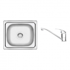 Набір для кухні Deante Doppio, стальна мийка ZEN_X103 + зміш. BYU_060M, сталь (ZENA0103)