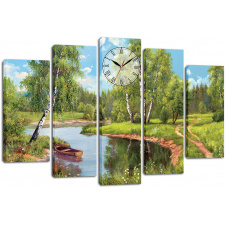 Настінний годинник-картина на полотні Декор Карпати 80x120 см (chf15)