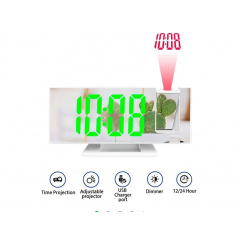 Годинник настільний електронний з проекцією та будильником Gaosuo DS-3618LP LED White Жмеринка