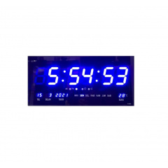 Настінний електронний годинник Digital Clock 4622 LED Чорний із синім Бердичів