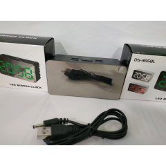 Годинники дзеркальні електронні настільні UKC DS-3658L - USB кабель + батареї (Чорний корпус - біле підсвічування) Доманёвка