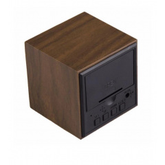 Настільний електронний світлодіодний годинник куб Wooden Watch VST-869 65х65 мм Зелене світло Доманёвка