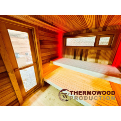 Mini Sauna 3,0х2,3м Gartensauna-37 в скандинавском стиле с панорамным окном от Thermowood Production Виноградов