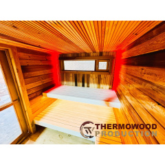 Mini Sauna 3,0х2,3м Gartensauna-37 в скандинавском стиле с панорамным окном от Thermowood Production Виноградов